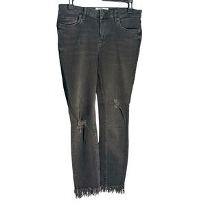 Free People Black Wash Raw Hem Skinny Jeans Sz 26